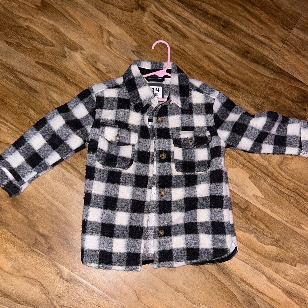 Cotton kids black and white plaid jacket